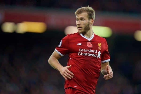 LIVERPOOL, ENGLAND - Saturday, October 28, 2017: Liverpool's Ragnar Klavan during the FA Premier League match between Liverpool and Huddersfield Town at Anfield. (Pic by David Rawcliffe/Propaganda)