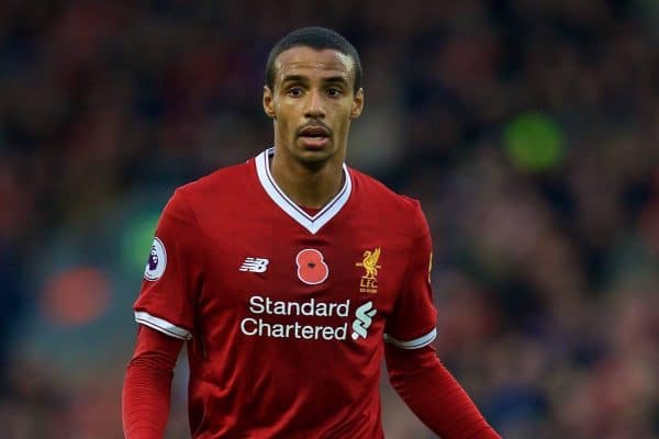 LIVERPOOL, ENGLAND - Saturday, October 28, 2017: Liverpool's Joel Matip during the FA Premier League match between Liverpool and Huddersfield Town at Anfield. (Pic by David Rawcliffe/Propaganda)