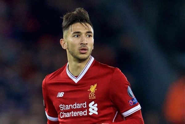 LIVERPOOL, ENGLAND - Wednesday, November 1, 2017: Liverpool's Marko Grujic during the UEFA Champions League Group E match between Liverpool FC and NK Maribor at Anfield. (Pic by David Rawcliffe/Propaganda)