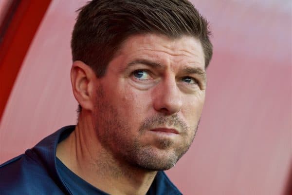 SEVILLE, SPAIN - Tuesday, November 21, 2017: Liverpool's Under-18 manager Steven Gerrard during the UEFA Youth League Group E match between Sevilla FC and Liverpool FC at the Ciudad Deportiva Jose Ramon Cisneros. (Pic by David Rawcliffe/Propaganda)