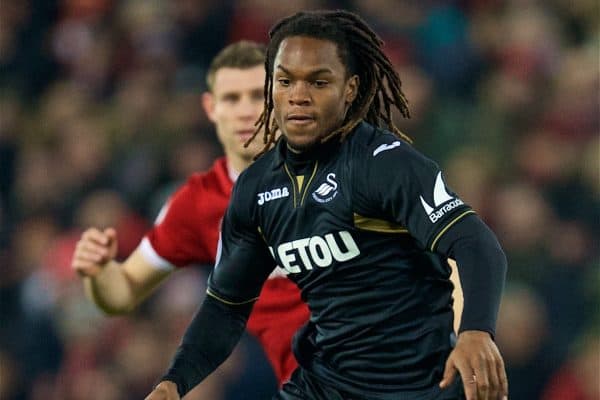 LIVERPOOL, ENGLAND - Boxing Day, Tuesday, December 26, 2017: Swansea City's Renato Sanches during the FA Premier League match between Liverpool and Swansea City at Anfield. (Pic by David Rawcliffe/Propaganda)