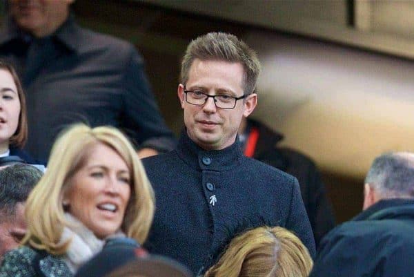 LIVERPOOL, ENGLAND - Saturday, December 30, 2017: Liverpool's Director of Football Michael Edwards during the FA Premier League match between Liverpool and Leicester City at Anfield. (Pic by David Rawcliffe/Propaganda)