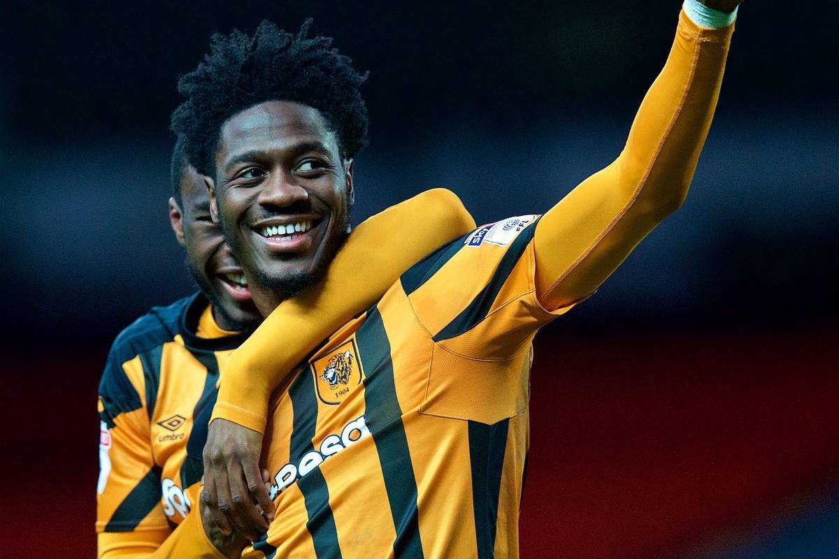 BLACKBURN, ENGLAND - Saturday, January 6, 2018: Hull City's Ola Aina celebrates scoring the first goal during the FA Cup 3rd Round match between Blackburn Rovers FC and Hull City FC at Ewood Park. (Pic by David Rawcliffe/Propaganda)