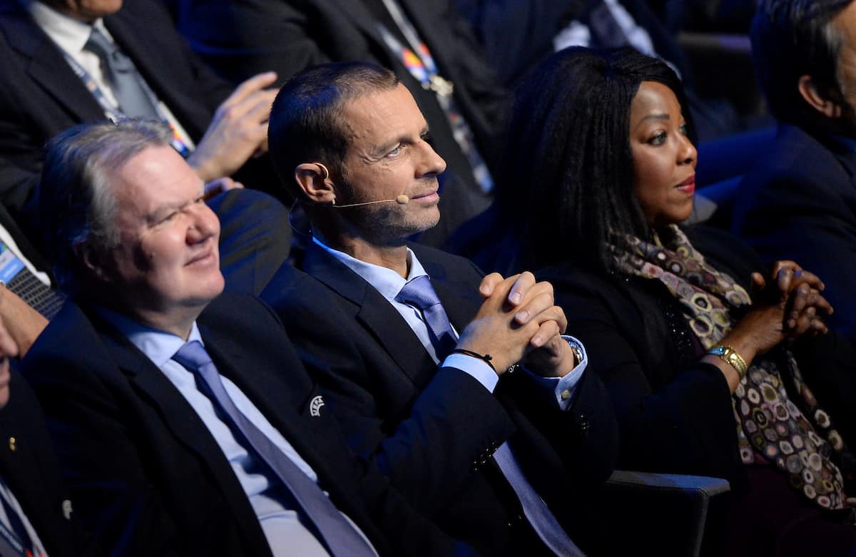 LAUSANA, SUIZA - Miércoles, 24 de enero de 2018: El presidente de la UEFA, Aleksander ?eferin, durante el sorteo del nuevo torneo de la Liga de Naciones de la UEFA en el SwissTech Convention Centre.  (Imagen de Pool/UEFA/Propaganda)