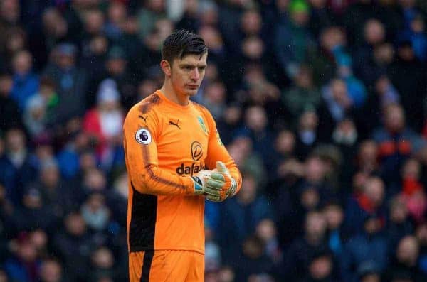 BURNLEY, ENGLAND - Saturday, February 3, 2018: Burnley's goalkeeper Nick Pope during the FA Premier League match between Burnley FC and Manchester City FC at Turf Moor. (Pic by David Rawcliffe/Propaganda)