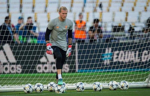 KIEV, UKRAINE - Friday, May 25, 2018: Liverpool’s Loris Karius during a training session at the NSC Olimpiyskiy ahead of the UEFA Champions League Final match between Real Madrid CF and Liverpool FC. (Pic by Peter Powell/Propaganda)