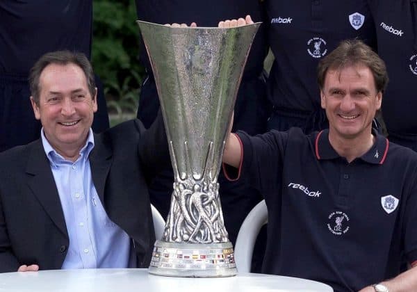 Houllier and Phil Thompson, UEFA Cup, 2001 (Phil Noble/PA)