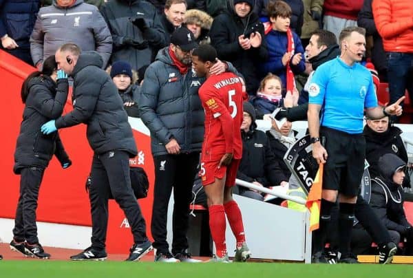 Gini Wijnaldum injury ((Peter Byrne/PA))