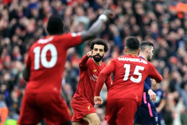 Salah and Mane celebrate ((Mike Egerton/PA)