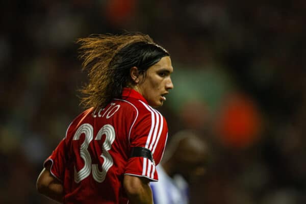 Liverpool, England - Tuesday, August 28, 2007: Liverpool's Sebastian Leto in action against Toulouse during the UEFA Champions League third qualifying match 2nd Leg at Anfield. (Photo by David Rawcliffe/Propaganda)