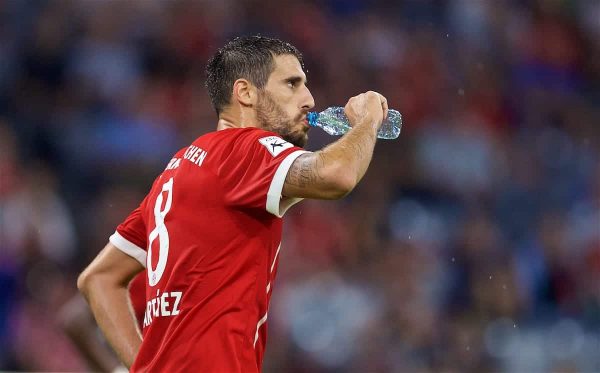 MUNICH, GERMANY - Tuesday, August 1, 2017: FC Bayern Munich's Javi Martinez takes a drink of water during the Audi Cup 2017 match between FC Bayern Munich and Liverpool FC at the Allianz Arena. (Pic by David Rawcliffe/Propaganda)