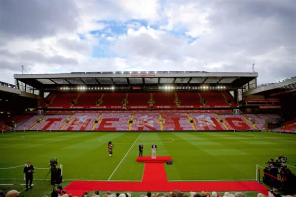 LIVERPOOL, ENGLAND - Friday, October 13, 2017: Former Liverpool player and manager and current non-executive director Kenny Dalglish gives a speech as the club's Centenary Stand is renamed the Kenny Dalglish Stand. (Pic by David Rawcliffe/Propaganda)