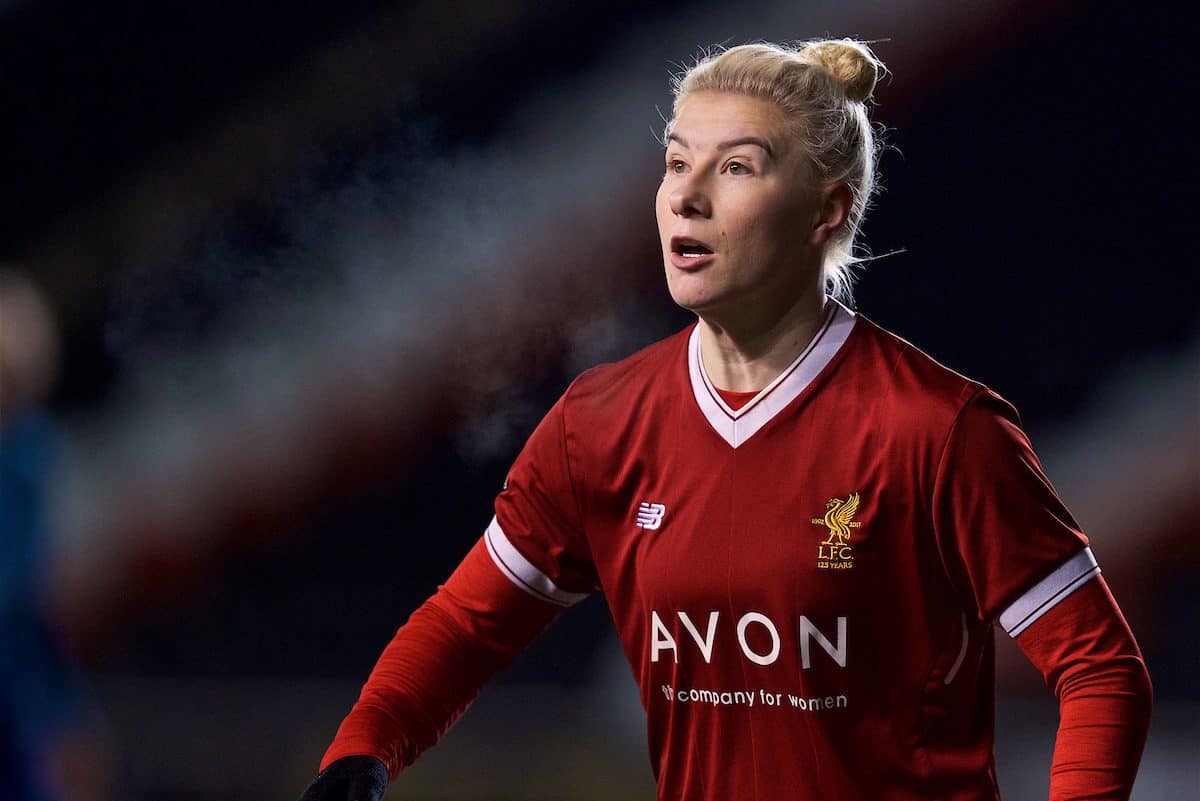 WIDNES, ENGLAND - Wednesday, February 7, 2018: Liverpool's Bethany England during the FA Women's Super League 1 match between Liverpool Ladies FC and Arsenal Ladies FC at the Halton Stadium. (Pic by David Rawcliffe/Propaganda)