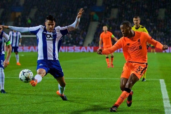 PORTO, PORTUGAL - Wednesday, February 14, 2018: Liverpool's Georginio Wijnaldum during the UEFA Champions League Round of 16 1st leg match between FC Porto and Liverpool FC on Valentine's Day at the Est·dio do Drag„o. (Pic by David Rawcliffe/Propaganda)