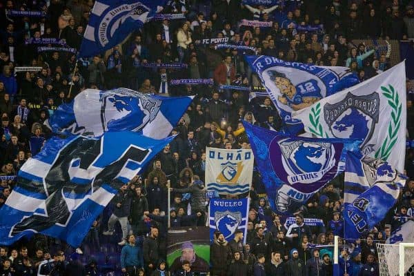 PORTO, PORTUGAL - Wednesday, February 14, 2018: FC Porto's supporters during the UEFA Champions League Round of 16 1st leg match between FC Porto and Liverpool FC on Valentine's Day at the Estádio do Dragão. (Pic by David Rawcliffe/Propaganda)