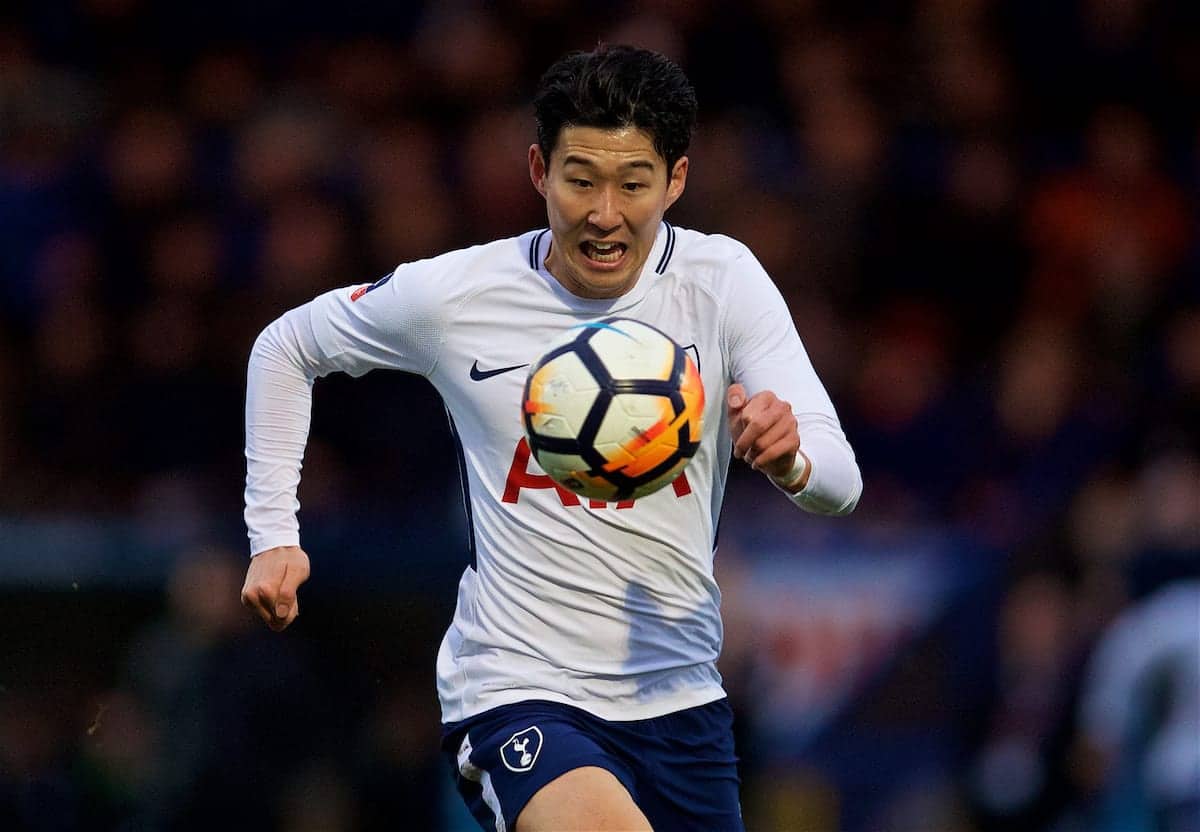 ROCHDALE, ENGLAND - Sunday, February 18, 2018: Tottenham Hotspur's Son Heung-min during the FA Cup 5th Round match between Rochdale AFC and Tottenham Hotspur FC at Spotland Stadium. (Pic by David Rawcliffe/Propaganda)