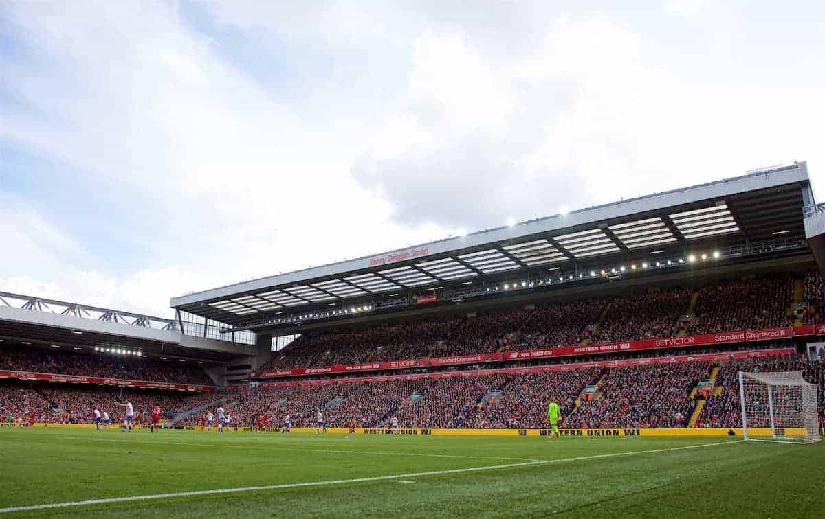 LIVERPOOL, ENGLAND - Saturday, April 28, 2018: A general view of Anfield during the FA Premier League match between Liverpool FC and Stoke City FC. (Pic by David Rawcliffe/Propaganda)