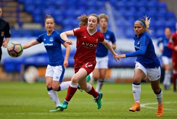 BIRKENHEAD, ENGLAND - Sunday, April 29, 2018: Liverpool's Niamh Charles during the FA Women's Super League 1 match between Liverpool FC Ladies and Everton FC Ladies at Prenton Park. (Pic by David Rawcliffe/Propaganda)