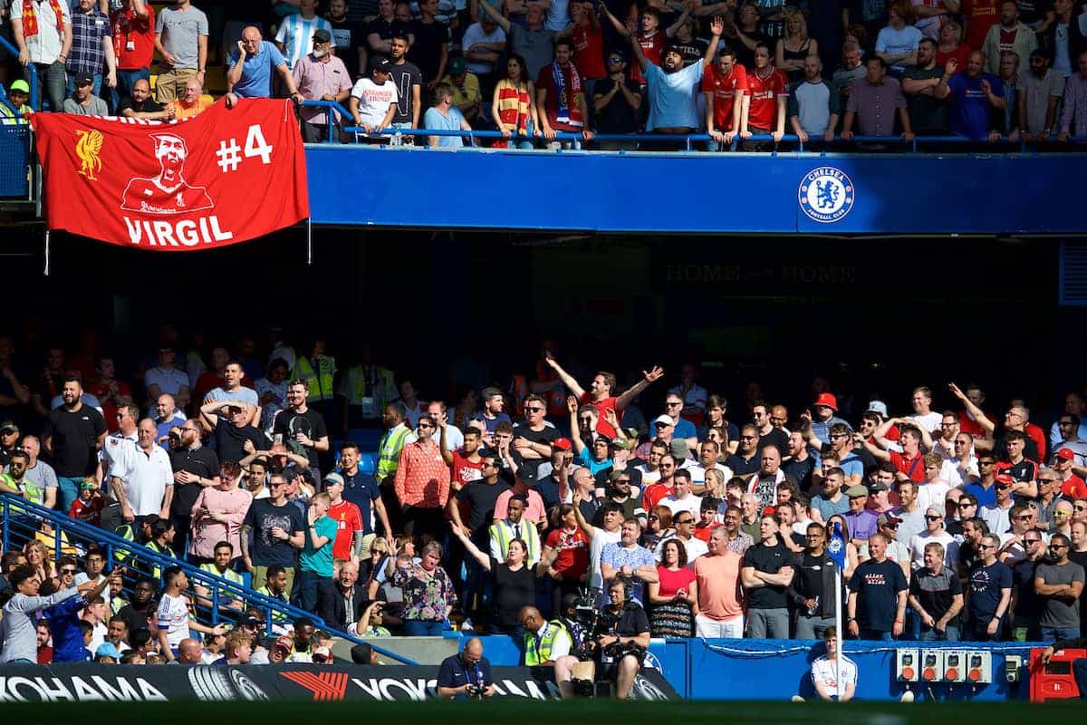 LONDON, ENGLAND - Sunday, May 6, 2018: Liverpool supporters during the FA Premier League match between Chelsea FC and Liverpool FC at Stamford Bridge. (Pic by David Rawcliffe/Propaganda)