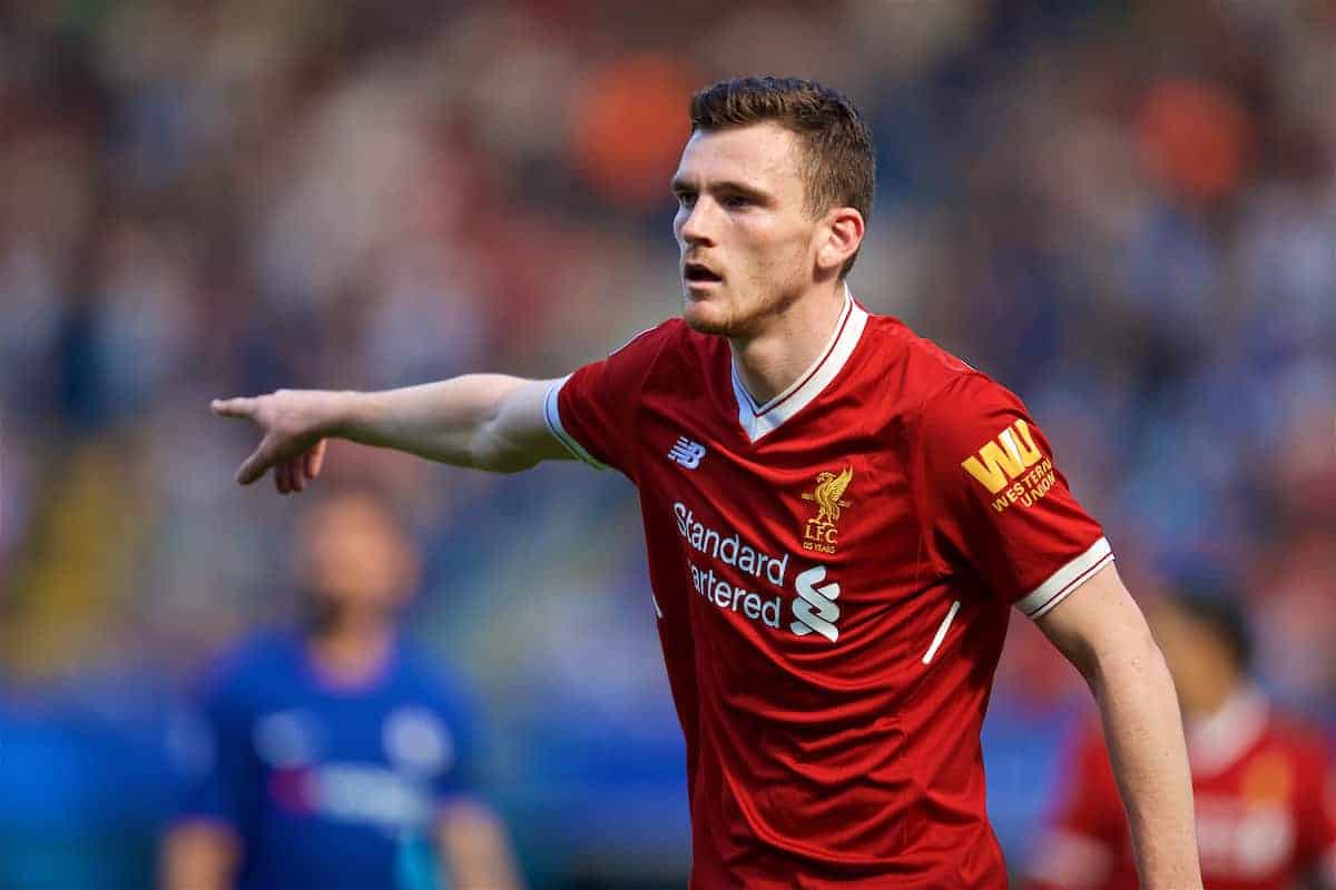 LONDON, ENGLAND - Sunday, May 6, 2018: Liverpool's Andy Robertson during the FA Premier League match between Chelsea FC and Liverpool FC at Stamford Bridge. (Pic by David Rawcliffe/Propaganda)