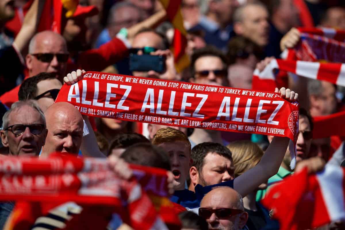 Allez scarf, Anfield, fan, supporter, general (Pic by David Rawcliffe/Propaganda)