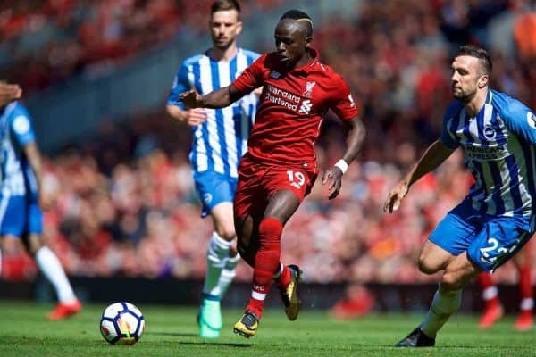 LIVERPOOL, ENGLAND - Sunday, May 13, 2018: Liverpool's Sadio Mane during the FA Premier League match between Liverpool FC and Brighton & Hove Albion FC at Anfield. (Pic by David Rawcliffe/Propaganda)