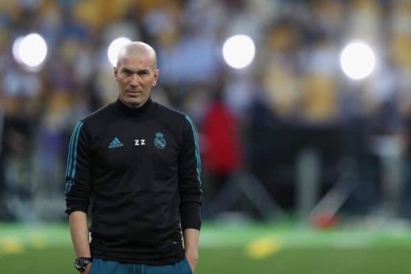 KIEV, UKRAINE - Friday, May 25, 2018: Real Madrid's head coach ZinÈdine Zidane during a training session at the NSC Olimpiyskiy ahead of the UEFA Champions League Final match between Real Madrid CF and Liverpool FC. (Handout/UEFA via Propaganda)