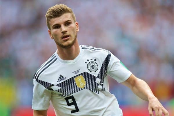 MOSCOW, RUSSIA - Sunday, June 17, 2018: Germany's Timo Werner during the FIFA World Cup Russia 2018 Group F match between Germany and Mexico at the Luzhniki Stadium. (Pic by David Rawcliffe/Propaganda)