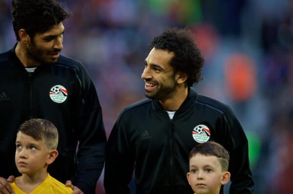 SAINT PETERSBURG, RUSSIA - Tuesday, June 19, 2018: Egypt's Mohamed Salah before the FIFA World Cup Russia 2018 Group A match between Russia and Egypt at the Saint Petersburg Stadium. (Pic by David Rawcliffe/Propaganda)