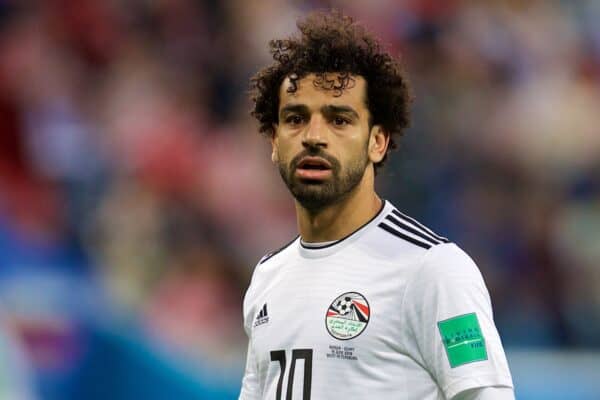 SAINT PETERSBURG, RUSSIA - Tuesday, June 19, 2018: Egypt's Mohamed Salah looks dejected during the FIFA World Cup Russia 2018 Group A match between Russia and Egypt at the Saint Petersburg Stadium. (Pic by David Rawcliffe/Propaganda)