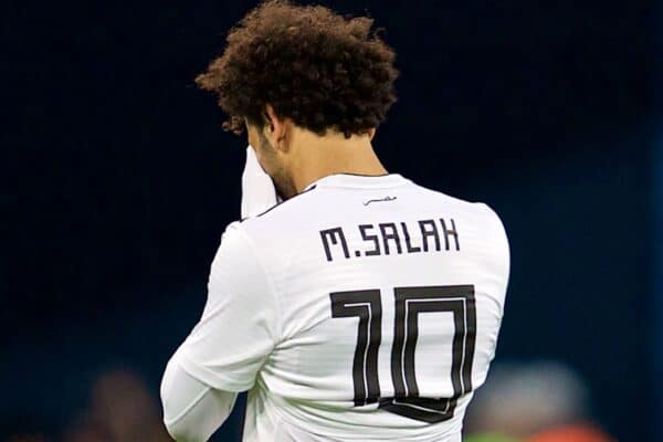 SAINT PETERSBURG, RUSSIA - Tuesday, June 19, 2018: Egypt's Mohamed Salah walks off dejected as his side lose 3-1 during the FIFA World Cup Russia 2018 Group A match between Russia and Egypt at the Saint Petersburg Stadium. (Pic by David Rawcliffe/Propaganda)