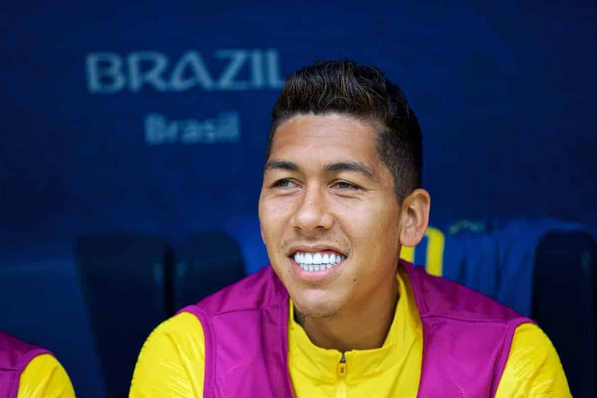 SAINT PETERSBURG, RUSSIA - Friday, June 22, 2018: Brazil's substitute Roberto Firmino during the FIFA World Cup Russia 2018 Group E match between Brazil and Costa Rica at the Saint Petersburg Stadium. (Pic by David Rawcliffe/Propaganda)