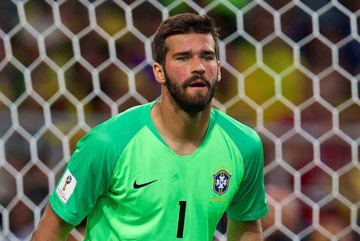 MOSCOW, RUSSIA - Wednesday, June 27, 2018: Brazil's goalkeeper Alisson Becker during the FIFA World Cup Russia 2018 Group E match between Serbia and Brazil at the Spartak Stadium. (Pic by David Rawcliffe/Propaganda)