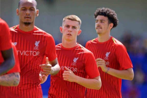 CHESTER, ENGLAND - Saturday, July 7, 2018: Liverpool's Ben Woodburn during the pre-match warm-up ahead of a preseason friendly match between Chester FC and Liverpool FC at the Deva Stadium. (Pic by Paul Greenwood/Propaganda)