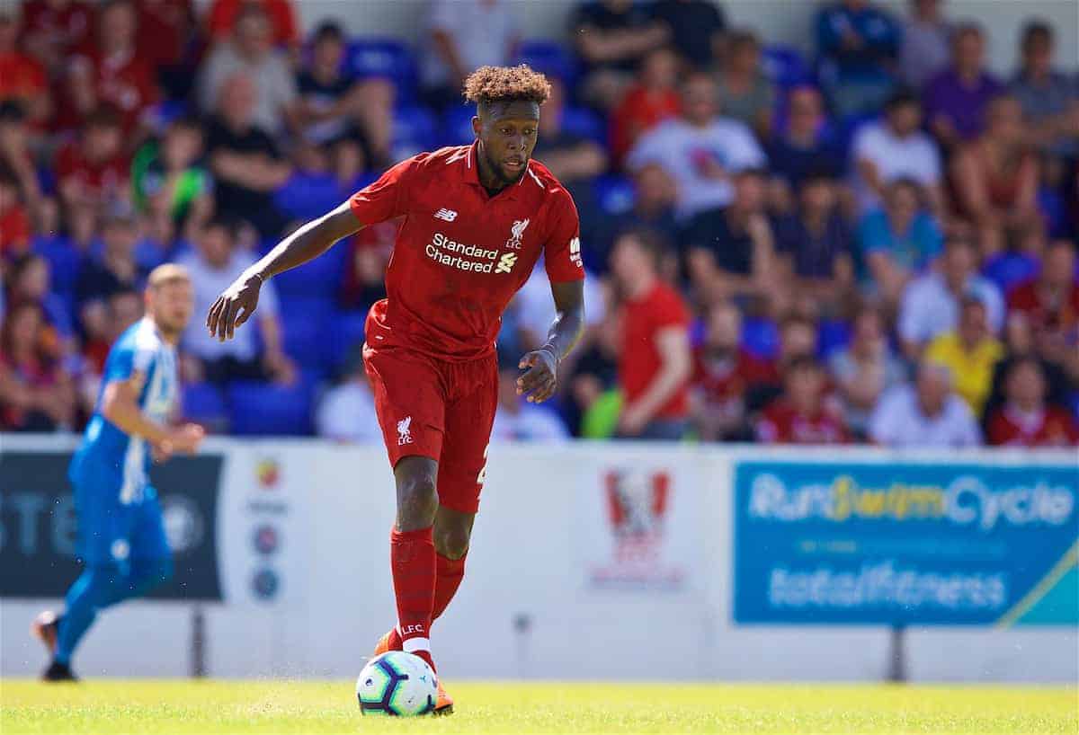 CHESTER, ENGLAND - Saturday, July 7, 2018: Liverpool's Divock Origi during a preseason friendly match between Chester FC and Liverpool FC at the Deva Stadium. (Pic by Paul Greenwood/Propaganda)