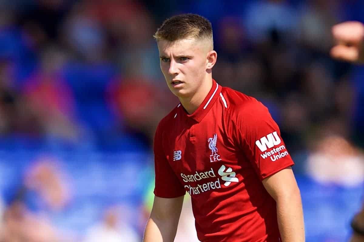 CHESTER, ENGLAND - Saturday, July 7, 2018: Liverpool's Ben Woodburn during a preseason friendly match between Chester FC and Liverpool FC at the Deva Stadium. (Pic by Paul Greenwood/Propaganda)