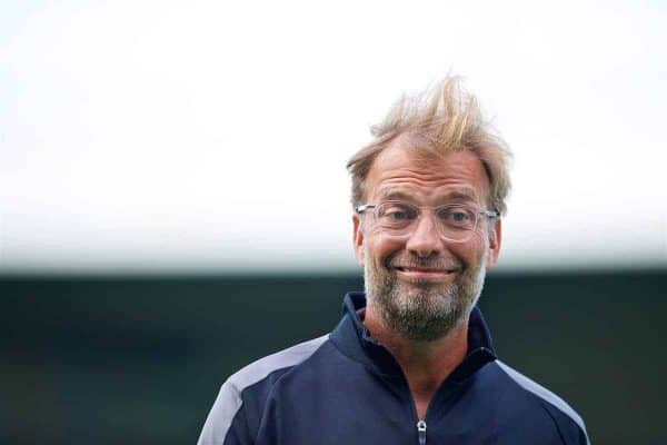 BIRKENHEAD, ENGLAND - Tuesday, July 10, 2018: Liverpool's manager Jürgen Klopp before a preseason friendly match between Tranmere Rovers FC and Liverpool FC at Prenton Park. (Pic by Paul Greenwood/Propaganda)