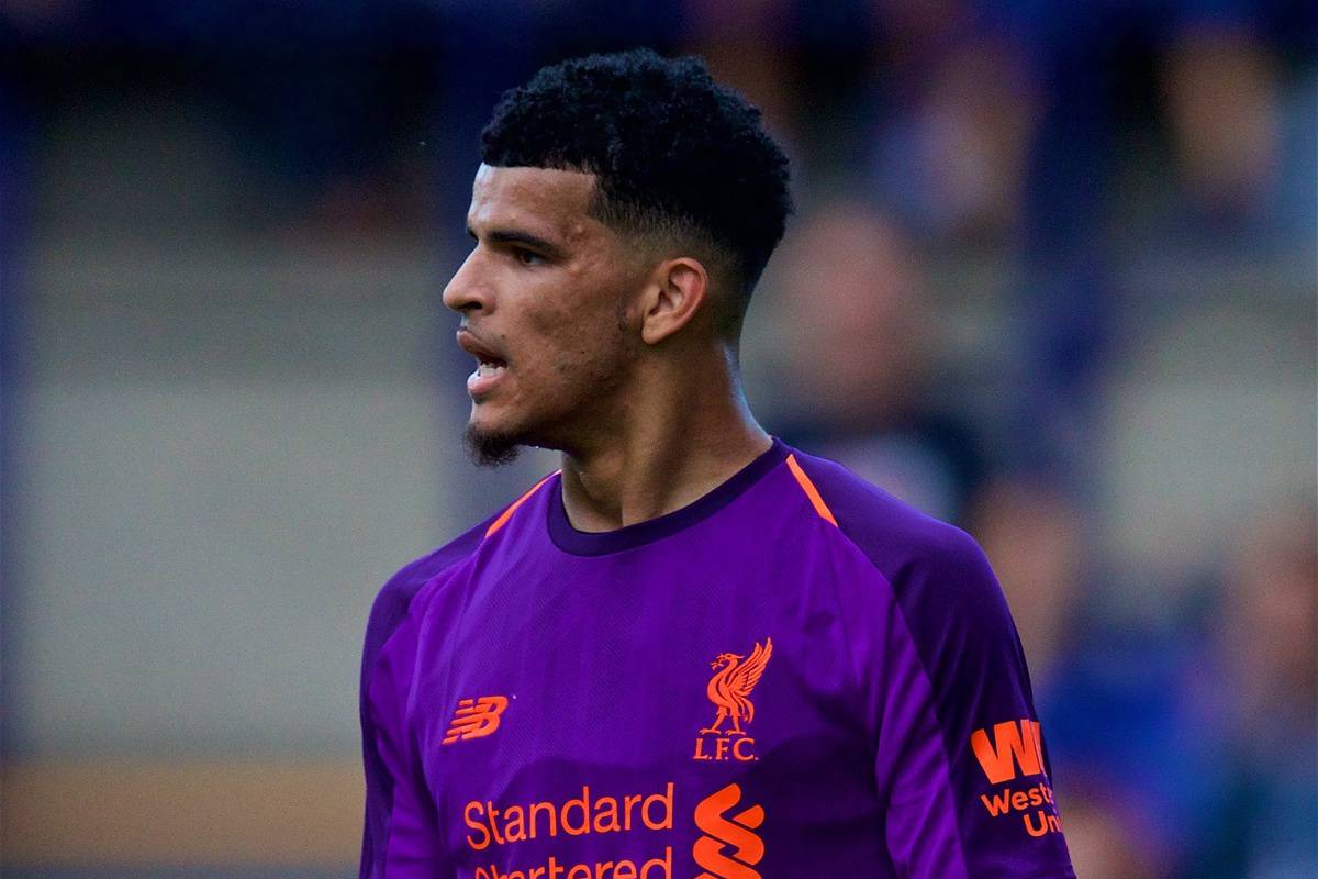 BIRKENHEAD, ENGLAND - Tuesday, July 10, 2018: Liverpool's Dominic Solanke during a preseason friendly match between Tranmere Rovers FC and Liverpool FC at Prenton Park. (Pic by Paul Greenwood/Propaganda)
