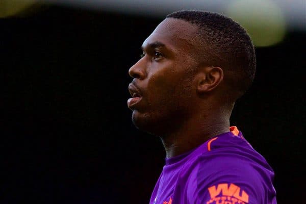 BIRKENHEAD, ENGLAND - Tuesday, July 10, 2018: Liverpool's Daniel Sturridge during a preseason friendly match between Tranmere Rovers FC and Liverpool FC at Prenton Park. (Pic by Paul Greenwood/Propaganda)