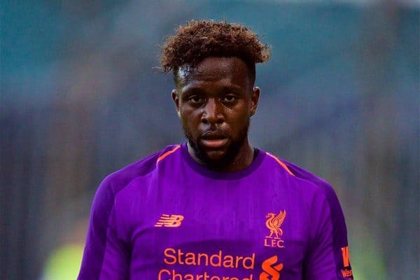 BIRKENHEAD, ENGLAND - Tuesday, July 10, 2018: Liverpool's Divock Origi during a preseason friendly match between Tranmere Rovers FC and Liverpool FC at Prenton Park. (Pic by Paul Greenwood/Propaganda)