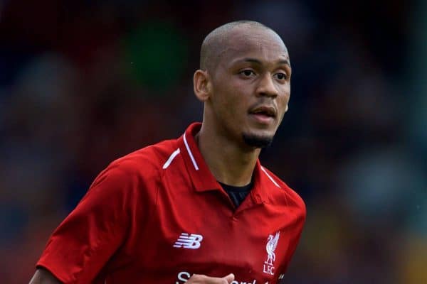 BURY, ENGLAND - Saturday, July 14, 2018: Liverpool's Fabio Henrique Tavares 'Fabinho' during a preseason friendly match between Bury FC and Liverpool FC at Gigg Lane. (Pic by Paul Greenwood/Propaganda)