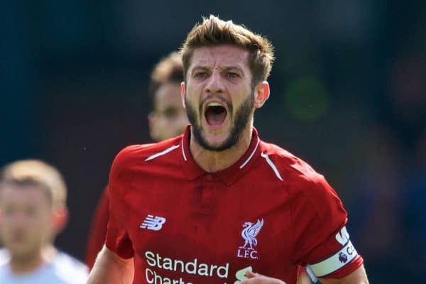 BURY, ENGLAND - Saturday, July 14, 2018: Liverpool's Adam Lallana during a preseason friendly match between Bury FC and Liverpool FC at Gigg Lane. (Pic by Paul Greenwood/Propaganda)