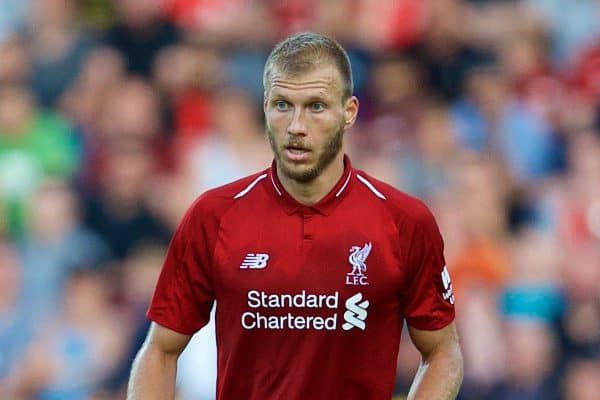 BLACKBURN, ENGLAND - Thursday, July 19, 2018: Liverpool's Ragnar Klavan during a preseason friendly match between Blackburn Rovers FC and Liverpool FC at Ewood Park. (Pic by David Rawcliffe/Propaganda)