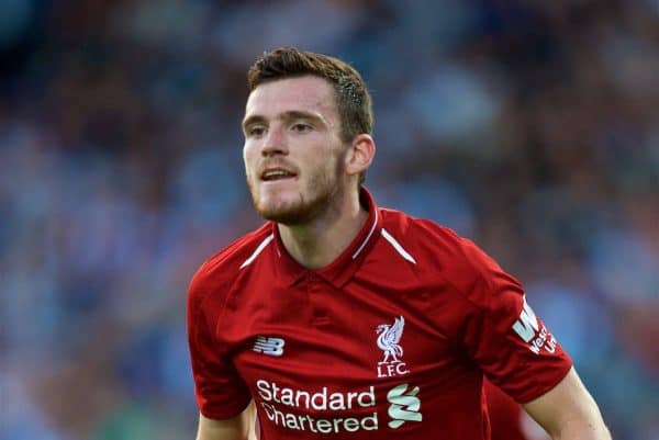 BLACKBURN, ENGLAND - Thursday, July 19, 2018: Liverpool's Andy Robertson during a preseason friendly match between Blackburn Rovers FC and Liverpool FC at Ewood Park. (Pic by David Rawcliffe/Propaganda)