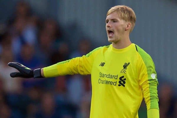 BLACKBURN, ENGLAND - Thursday, July 19, 2018: Liverpool's goalkeeper Caoimhin Kelleher during a preseason friendly match between Blackburn Rovers FC and Liverpool FC at Ewood Park. (Pic by David Rawcliffe/Propaganda)