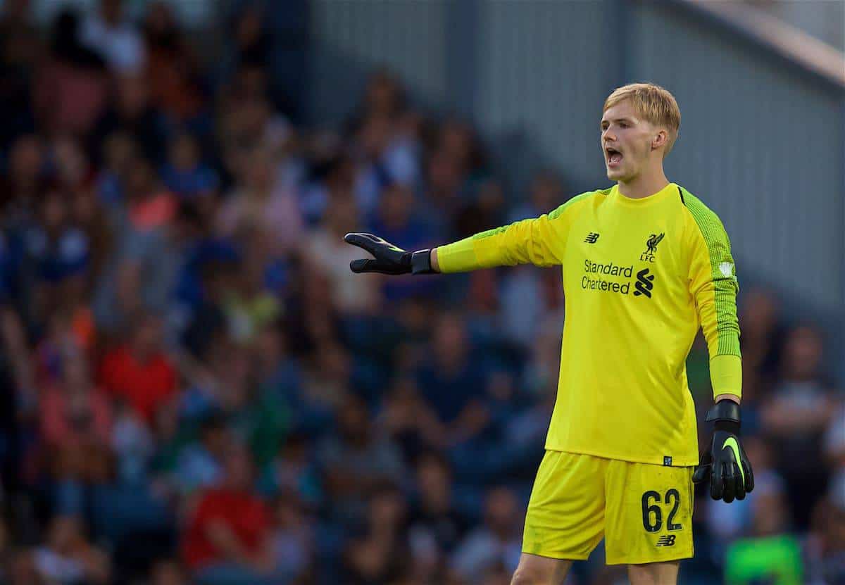 BLACKBURN, ENGLAND - Thursday, July 19, 2018: Liverpool's goalkeeper Caoimhin Kelleher during a preseason friendly match between Blackburn Rovers FC and Liverpool FC at Ewood Park. (Pic by David Rawcliffe/Propaganda)