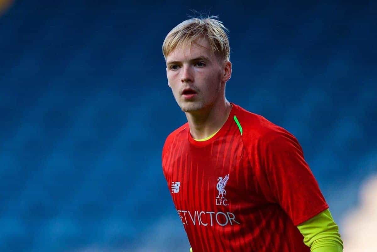 BLACKBURN, ENGLAND - Thursday, July 19, 2018: Liverpool's goalkeeper Caoimhin Kelleher during the pre-match warm-up before a preseason friendly match between Blackburn Rovers FC and Liverpool FC at Ewood Park. (Pic by Paul Greenwood/Propaganda)