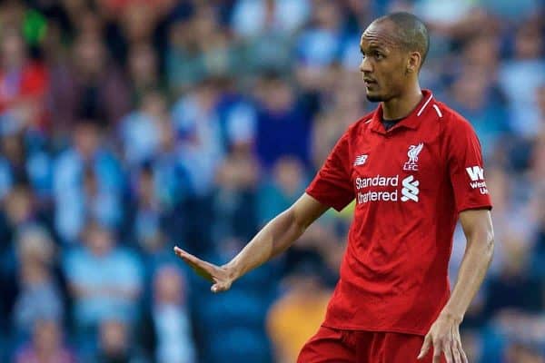 BLACKBURN, ENGLAND - Thursday, July 19, 2018: Liverpool's Fabio Henrique Tavares 'Fabinho' during a preseason friendly match between Blackburn Rovers FC and Liverpool FC at Ewood Park. (Pic by Paul Greenwood/Propaganda)