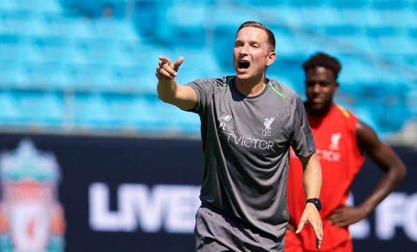 CHARLOTTE, USA - Saturday, July 21, 2018: Liverpool's first-team development coach Pepijn Lijnders during a training session at the Bank of America Stadium ahead of a preseason International Champions Cup match between Borussia Dortmund and Liverpool FC. (Pic by David Rawcliffe/Propaganda)