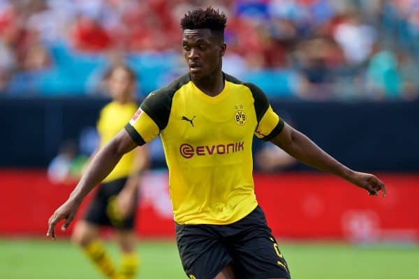 CHARLOTTE, USA - Sunday, July 22, 2018: Borussia Dortmund's Dan-Axel Zagadou during a preseason International Champions Cup match between Borussia Dortmund and Liverpool FC at the  Bank of America Stadium. (Pic by David Rawcliffe/Propaganda)